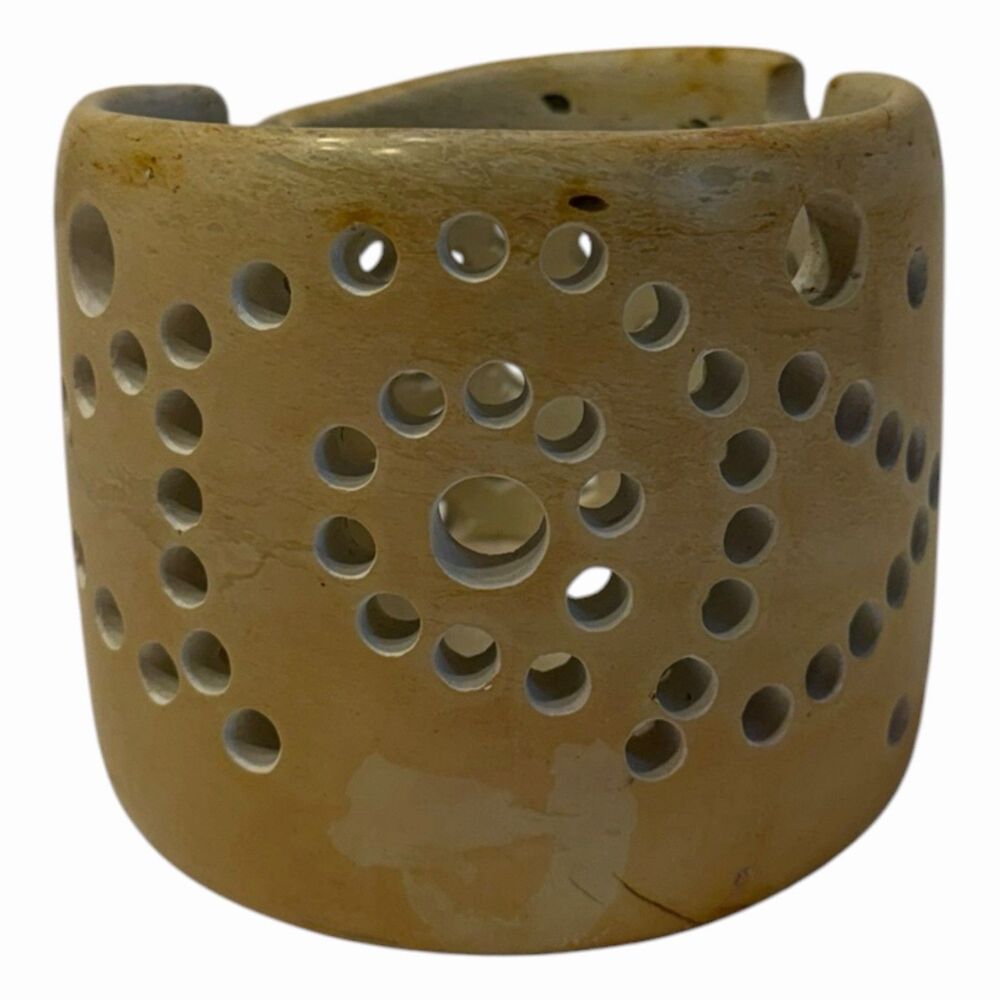 Studio Pottery Luminary Candle Holder Asymmetrical Pierced Ceramic Art Decor